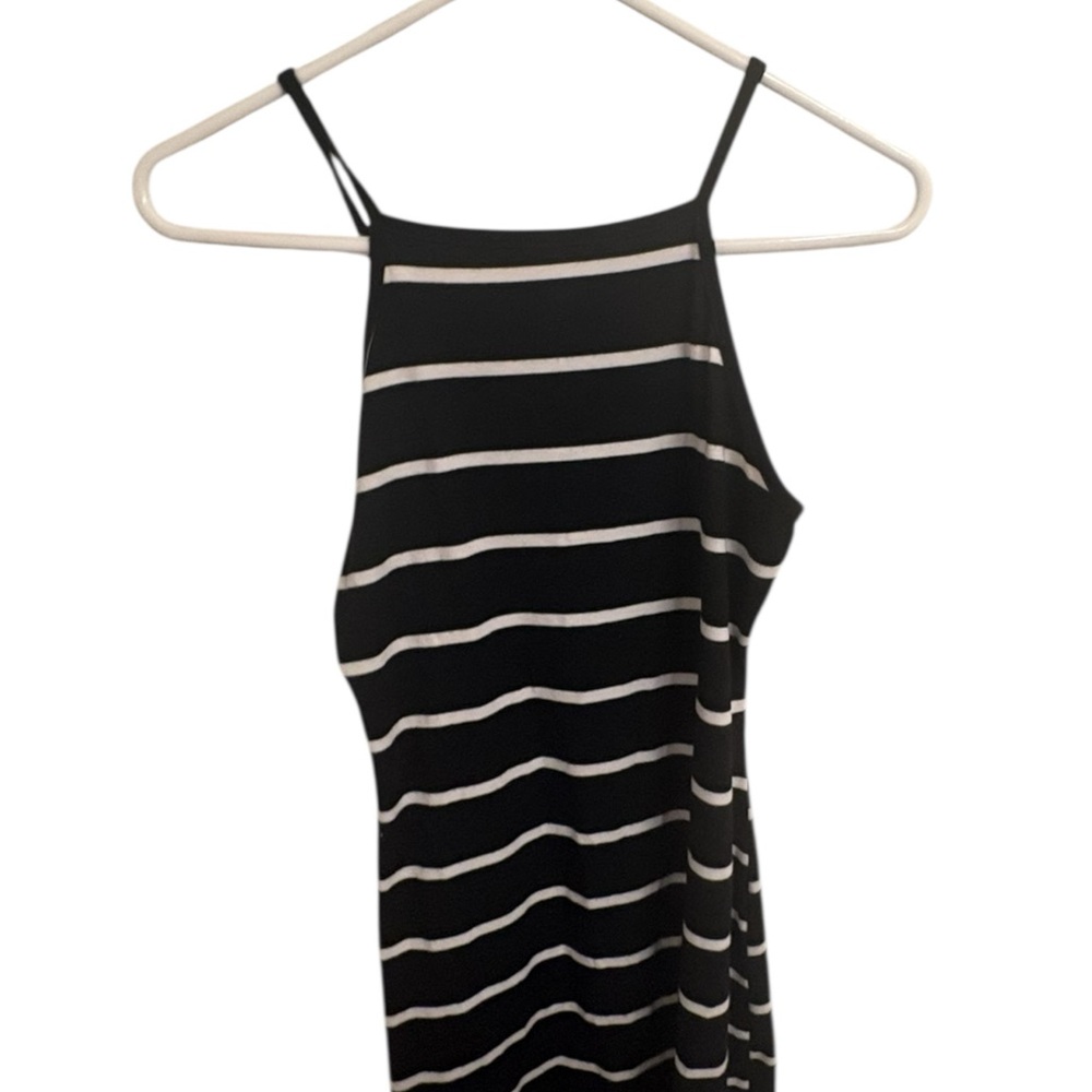 La Hearts Black and White Striped Mini Dress
